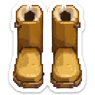 an UGG boot, pixel art style, small and blocky, tan color sticker