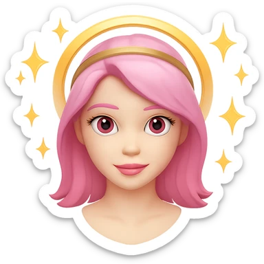 Add sparkles around the angel, keep the background transparent. The style should remain consistent with the original image's look. sticker