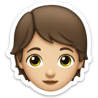 A boy with brown hair and green eyes and a brown hair girl with brown eyes kissing  sticker