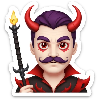 human colored demon with mustache and wand sticker