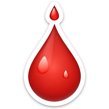 blood drop emoji, bright red, simple and cute sticker