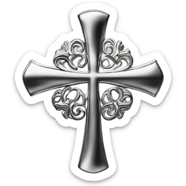 Chrome heart cross sticker