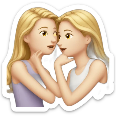 one white girl whispers in the ear of another white girl sticker