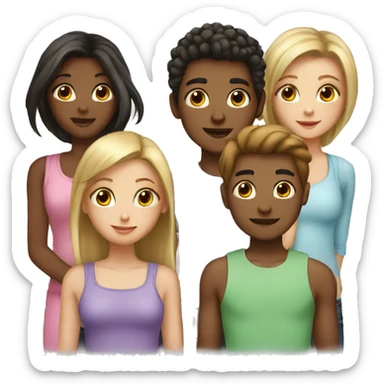 4 girls and a boy sticker