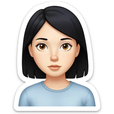 girl with black hair and light freckles sticker