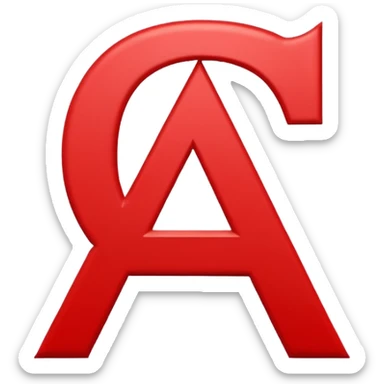 White text letter A in red square sticker