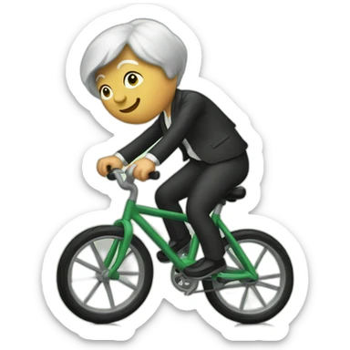 Yellen riding bicycle sticker