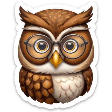 Owl with reading glasses sticker