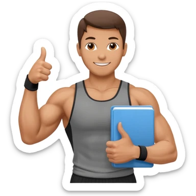 fitness trainer with training plan giving thumbs up sticker
