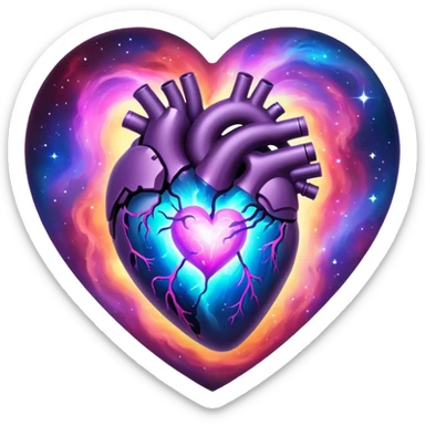 Colorful nebula heart sticker