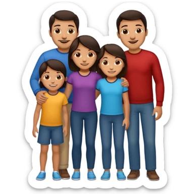 Hispanic family of five: mom, dad, two boys, one girl in the middle, all with dark brown hair sticker