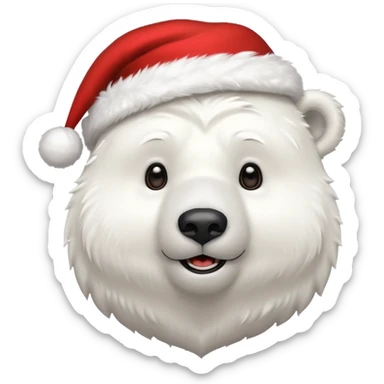 polar bear with christmas hat on sticker