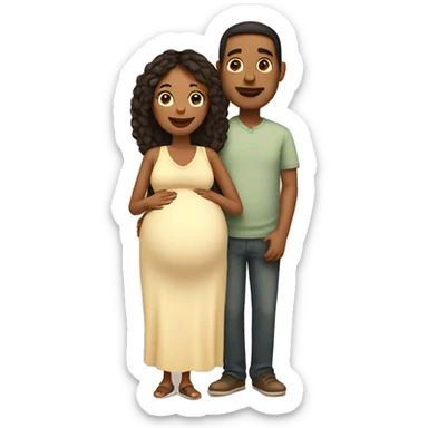 A pregnant woman with her husband  sticker