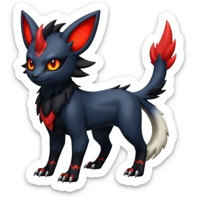 Handsome cool badass edgy Absol-Litten-Umbreon-Giratina-Pokémon-Fakémon-fusion-hybrid-creature, full body sticker