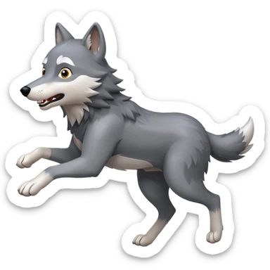 Wolf run cartoon sticker