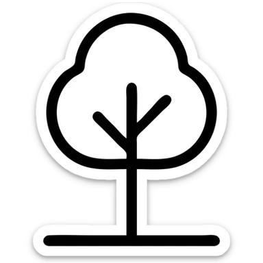 tree growing from the ground, Scandinavian folk art style, classic detail, traditional neutral folk art palette, suitable for favicon, logo, and emoji sticker