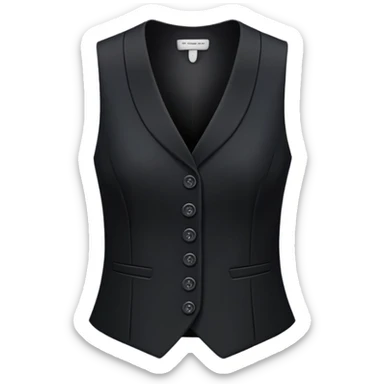 just a black women's vest garment with 3 buttons, no background, no model, only the clothing item sticker