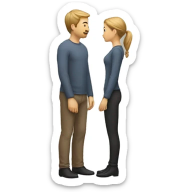 2 people talking while standing with arm movements sticker