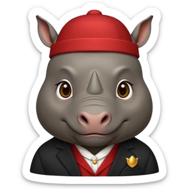 black suited rhino with fes hat sticker
