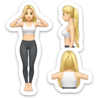 fit Caucasian woman small panties hands-in-hair pose (full body) sticker