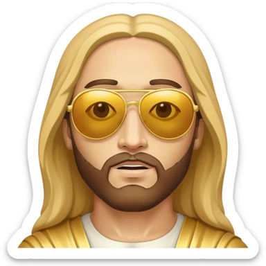 Rejoicing golden jesus figure sunglases sticker