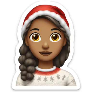 Burnette girl with christmas sweather sticker