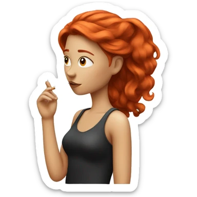 red haired girl smoking  sticker
