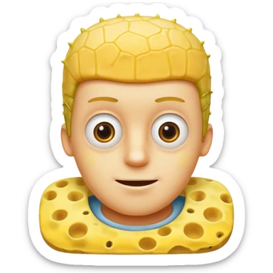 garoto com rosto oval e levemente definido que é metade bob esponja sticker