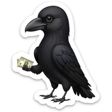 crow with cash  sticker