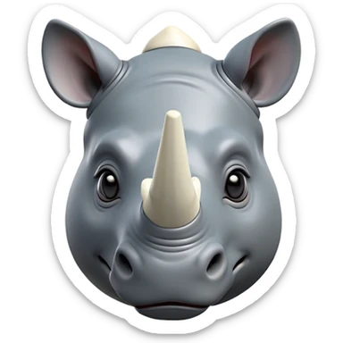 cinematic-cute-rhinoceros-zomed-out-portrait-emoji,-head-tilted-playfully-and-inquisitively,-featuring-a-rugged,-glossy-slate-gray-hide-with-a-gentle,-rounded-ivory-horn-and-round,-sparkling-eyes-filled-with-curious-wonder, sticker