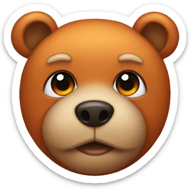 A teddy bear with orange and black eyes  sticker