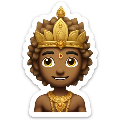 Lord Vishnu in brown skin wearing indian gold crown  sticker