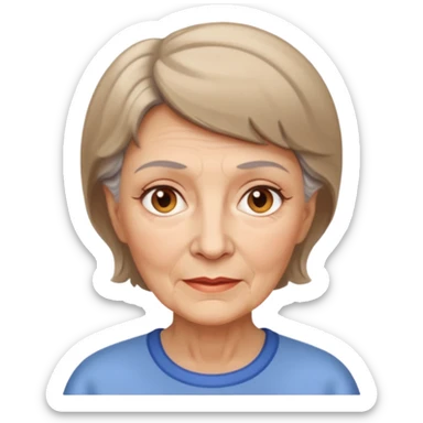 ahora hazme una mujer blanca viejita blanca con el pelo corto y cafe claro sticker