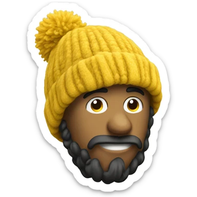 Yellow wooly hat with bobble on its own sticker