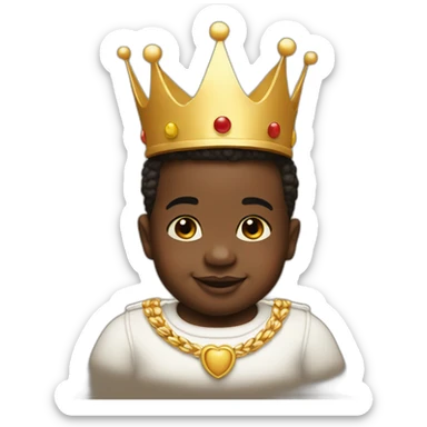 baby biggie with a crown on his head smiling sticker