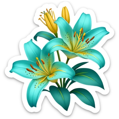￼ turquoise Flowers lilies  sticker
