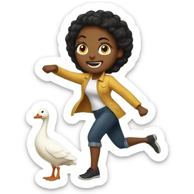 Light-skinned Black woman punching a goose sticker