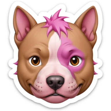 very tattoed face pitbull dog with pink spiky hair sticker