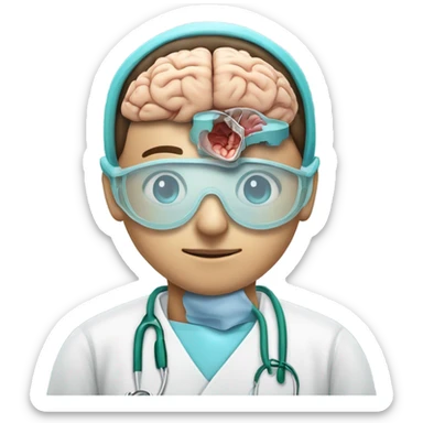 Brain surgeon operating on an open skull cortex  sticker