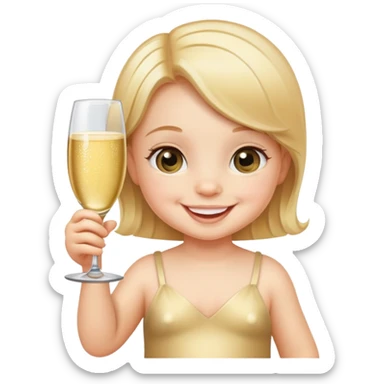 Baby with a glass of champagne  sticker