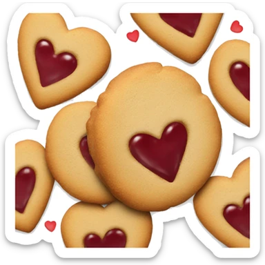 Cookies with jam hearts sticker