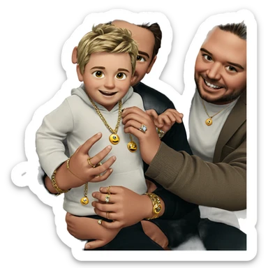 boys smiling with jewelry sticker