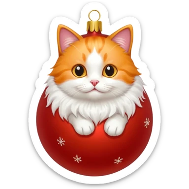cute cat playing with a christmas ornaments sticker