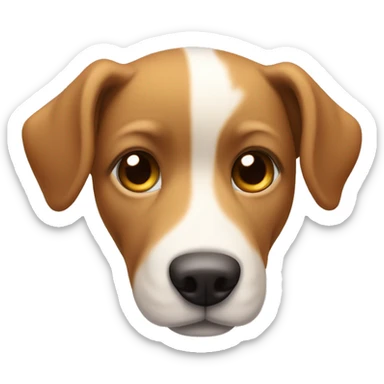 cute dog with white stripe down its nose and ears that flop in the middle, with tan fur. sticker