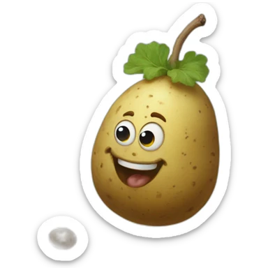 surreal painting of Happy little spud potato bouncing sticker