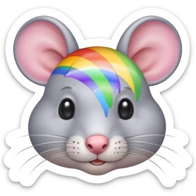 La cabeza de una rata gris claro con los bigotes de arcoíris  sticker