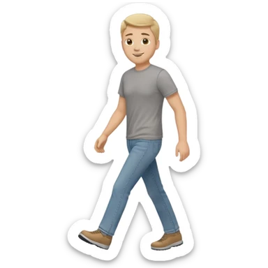 White male walking to the left full body in jeans and grey t-shirt sticker