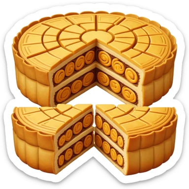 chinese moon cake cut in half sticker