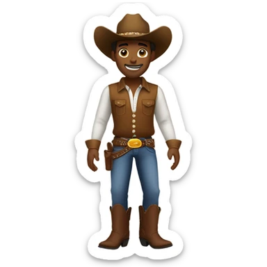 Brown skinned cow boy with cowboy hat and cowboy boots on sticker