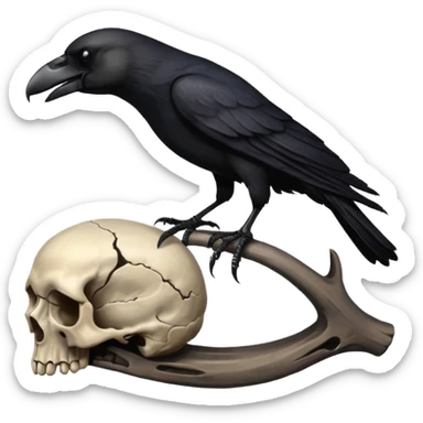 crow on a skull sticker